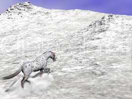 Horse climbing the mountain - 3D render