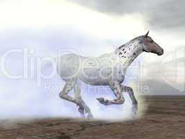 Horse galloping in the clouds - 3D render