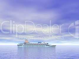 Cruise ship on the ocean - 3D render