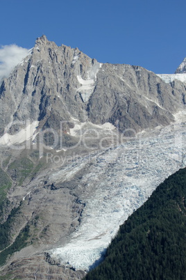 Aiguille du Midi and glacier des Bossons, France