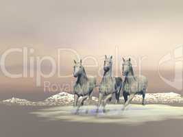 Horses gallopping - 3D render