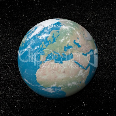 Europe on earth - 3D render