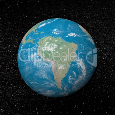 South america on earth - 3D render