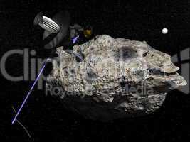 Galileo spacecraft discovering Dactyl orbiting the asteroid Ida