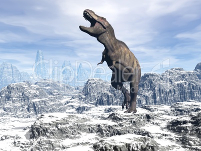 Tyrannosaurus in the snow - 3D render