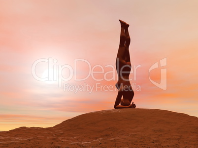 Head stand pose, salamba shirshasana - 3D render