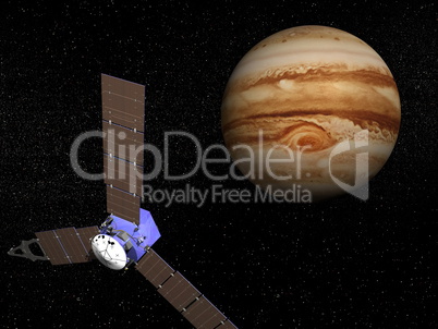 Juno spacecraft near Jupiter - 3D render