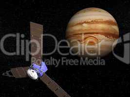 Juno spacecraft near Jupiter - 3D render