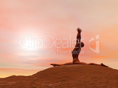 Monkey pose, hanumanasana - 3D render