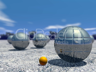 Outdoor petanque game - 3D render