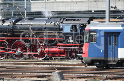 Old and modern locomotives