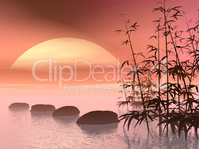 Asian steps to the sun - 3D render