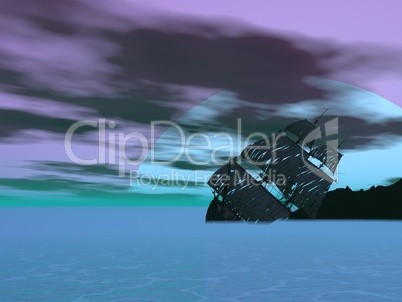 Wreck old boat - 3D render
