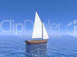 Peaceful sailboat - 3D render