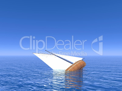 Sinking boat - 3D render
