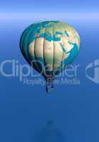Hot air balloon with earth map - 3D render