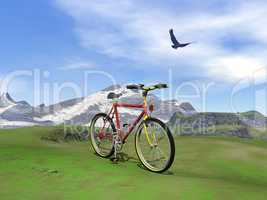 Red mountain bike - 3D render
