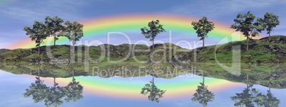 Rainbow landscape - 3D render
