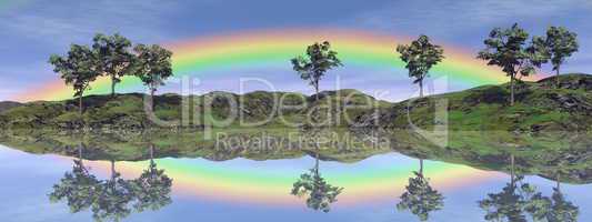 Rainbow landscape - 3D render