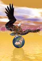 Eagle protecting earth - 3D render