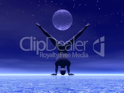 Yoga at moonlight - 3D render