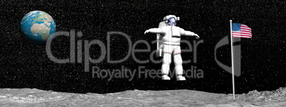First man on the moon - 3D render
