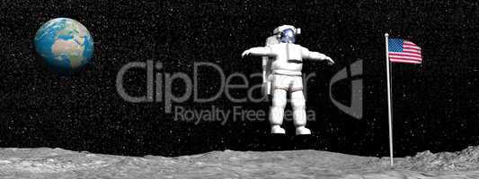 First man on the moon - 3D render