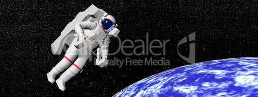 Astronaut looking at the earth - 3D render