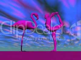 Flamingo yoga - 3D render