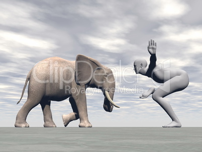 Yoga elephant - 3D render