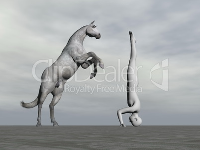 Horse yoga - 3D render