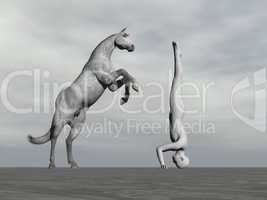 Horse yoga - 3D render