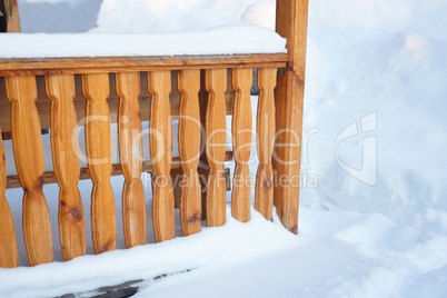 Detail of outdoor arbor in winter