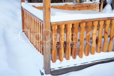 Detail of outdoor porch in winter