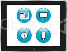Blue icons on tablet pc screen