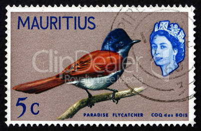 postage stamp mauritius 1965 mauritius paradise flycatcher, bird