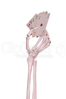 skeleton hand playing poker