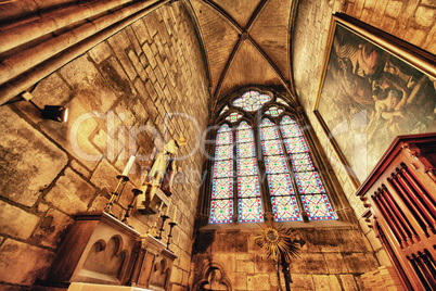 paris. internal gothic architecture of  notre dame cathedral