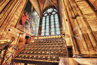 paris. internal gothic architecture of  notre dame cathedral