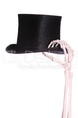 old hat with skeleton hand