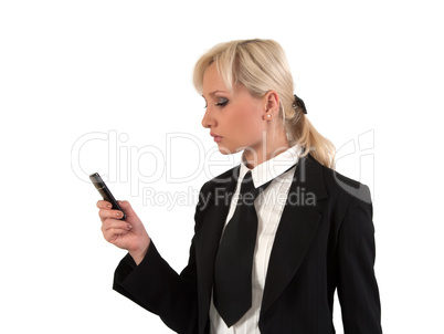 Blonde with mobile.
