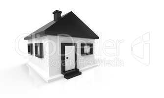 3D Haus Schwarz Weiß