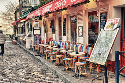 paris - dec 2: tourists in the beautiful streets of montmartre,