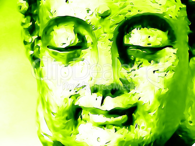 Green Buddha Face Illustration