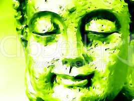 Green Buddha Face Illustration