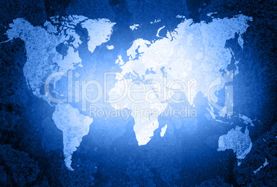 Worldmap Blue Silver - Grunge Look