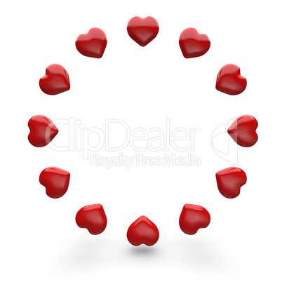 Rote 3D Herzen im Kreis 5