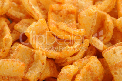 close up of bacon andpaprika flavored snacks