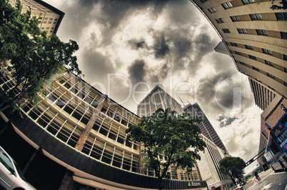modern streets of miami, wideangle view