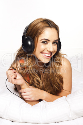 happy woman listening to music